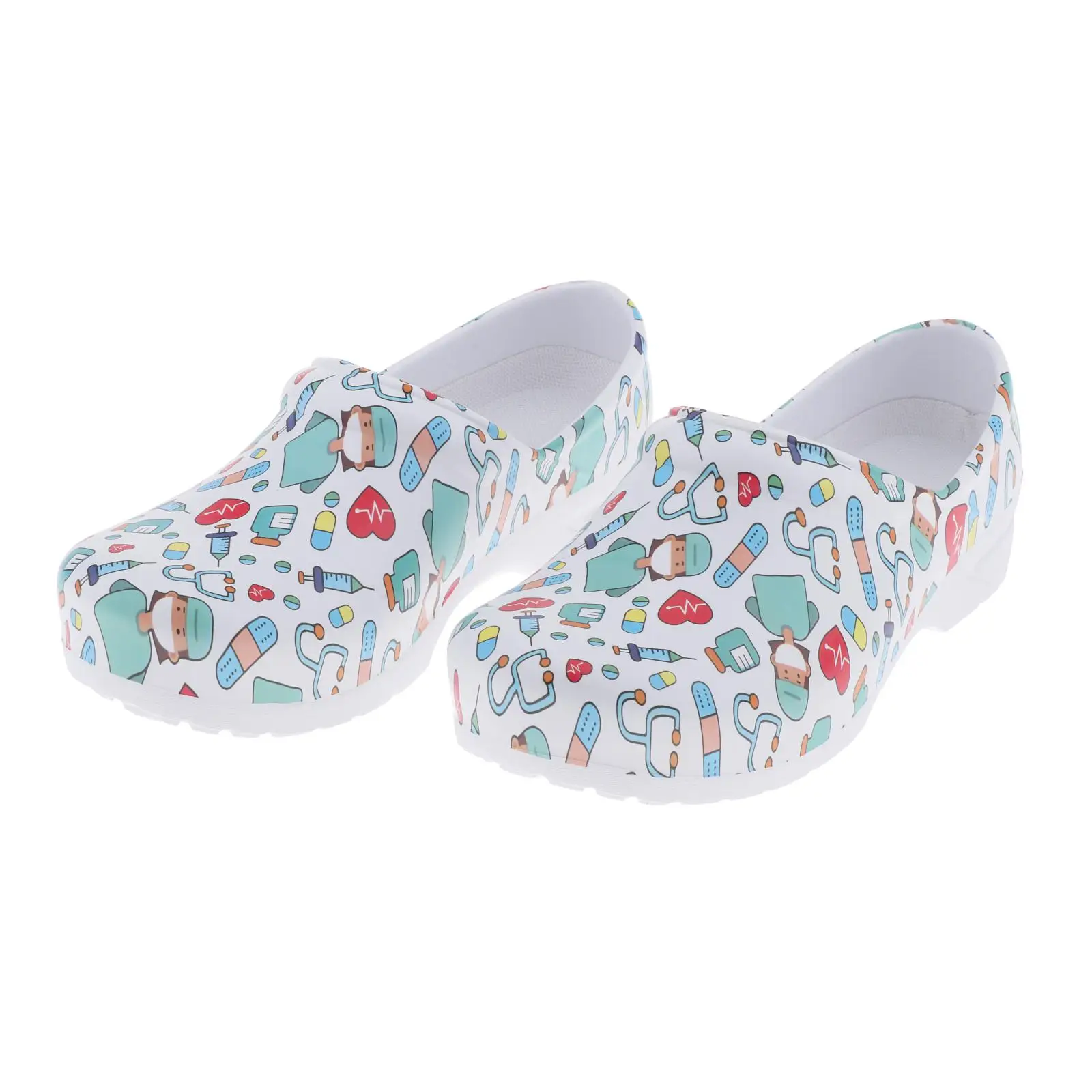 1Pair Patterned Nursing Shoes Clog for Women Platform Summer Casual Slipers