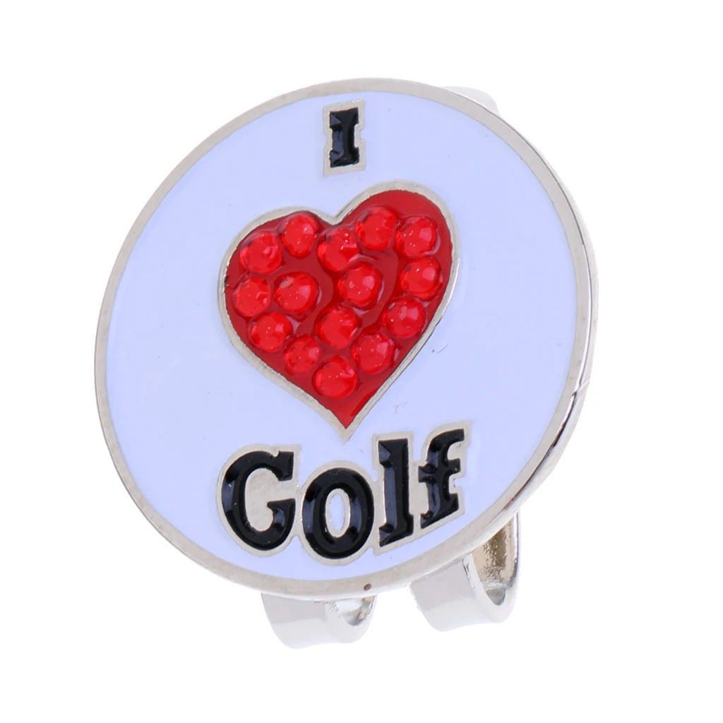 Golf Hat Clip With Detachable Magnetic Golf Ball Marker Heart Pattern