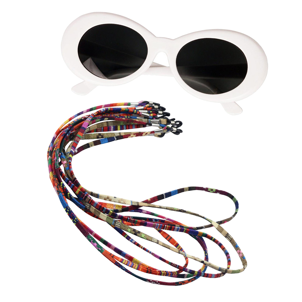 Novelty Chic Clout Goggles Sunglasses Cool  Glasses w/ 5Pcs Colorful Cotton Blend Cord Eyewear Lanyard String Holder