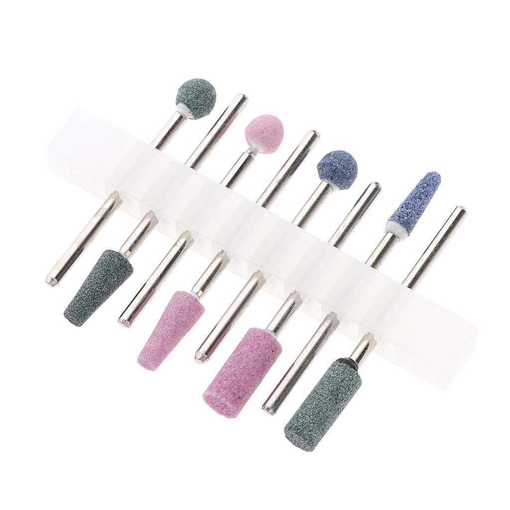 8Pcs Cuticle Nail Drill Bits Set Emery Quartz Nail Files Bit Grinding Head Manicure Pedicure Tools 3/32’’