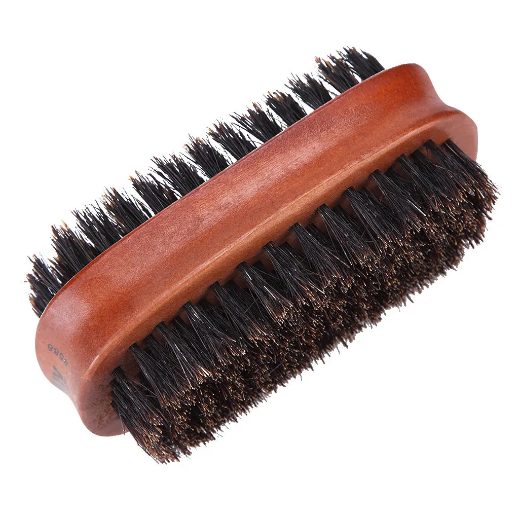Soft Men Hair Bristles Beard Mustache Brush Palm 2 Sides Shaving Brush