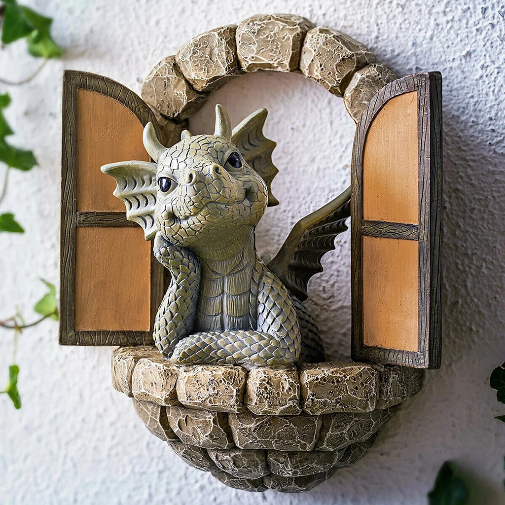 Decorative Outdoor Dragon Garden Statue Resin Statue Lawn and Yard Decoration Weather-Resistant Finish