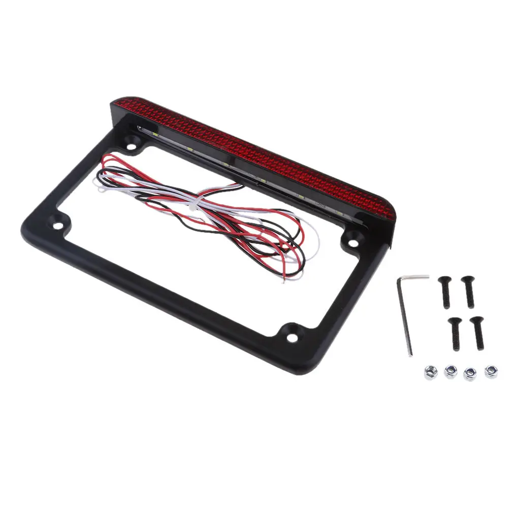 1 Piece Universal Motorcycle Black Aluminum License Plate Frame With LED Brake Light for Honda for Suzuki for Yamaha ect.