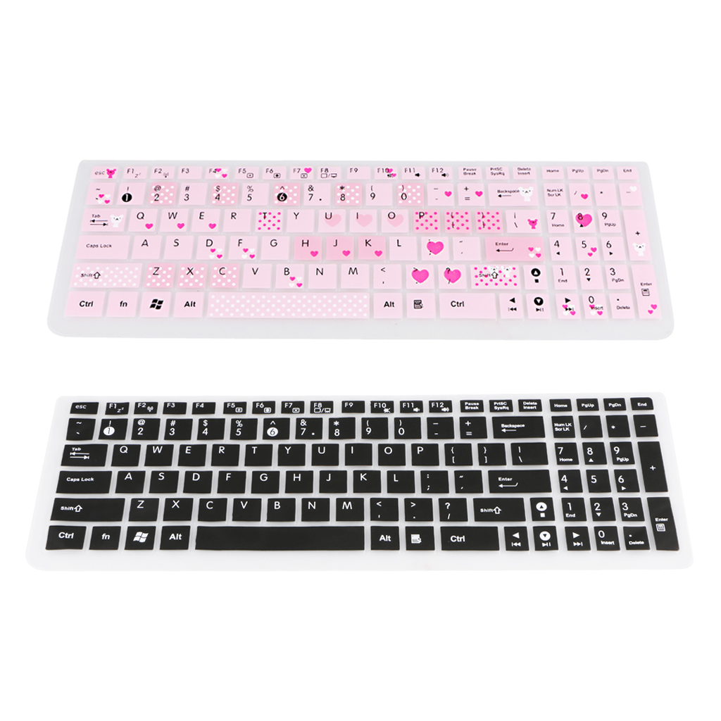2pcs Folding Keyboard Protector Keypad Skin Dust Dirt Remove Pink & Black