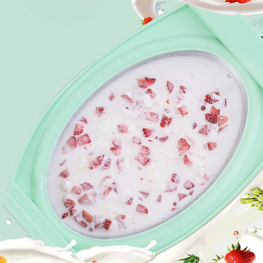 Reusable Instant Ice Cream Maker Frozen Yogurt Summer with Scraper 500ml DIY Making Cold Food Plate Healthy Pan Home