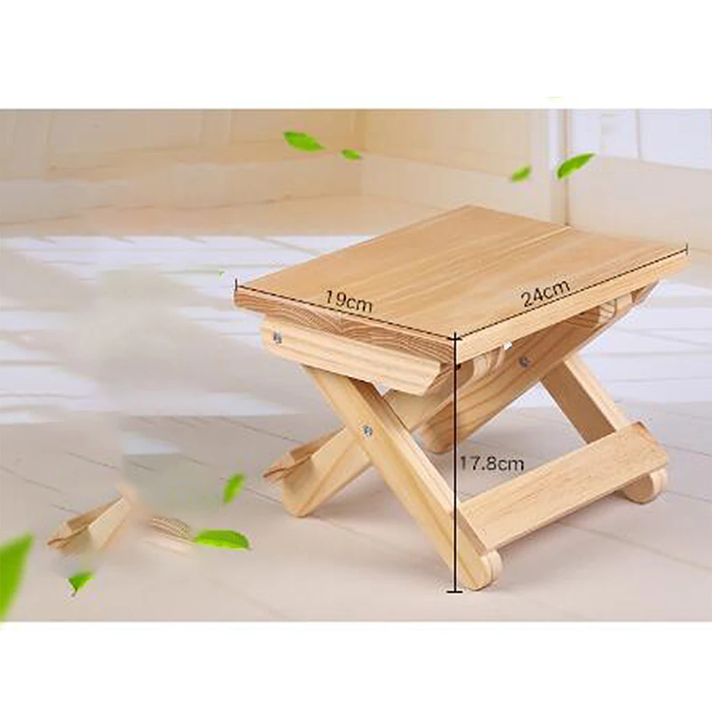 Foldable Small Wood Step Stool Heavy Duty Fishing Chair Seat Footstool for Kids Adults