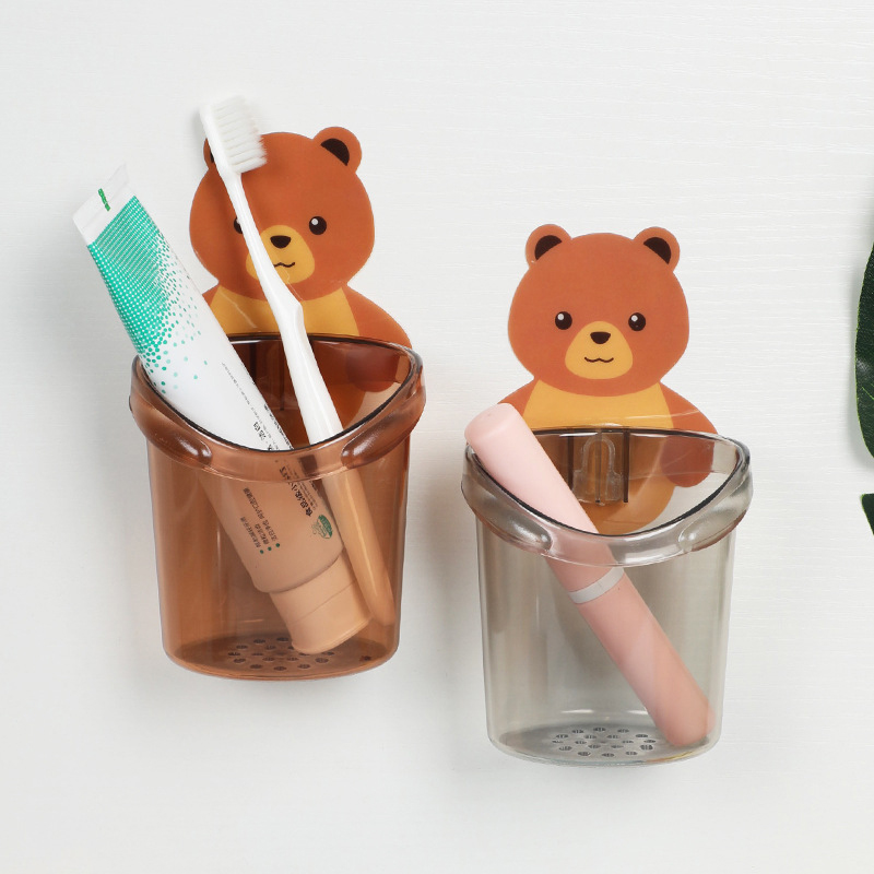 Bear Hug Storage Cup Punch-Free Drainable Multifunctional Toothbrush Holder