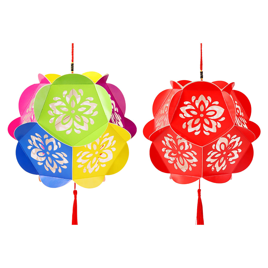 DIY Round Paper Flower Lantern Handcrafts Ornaments Kids Children Handmade Craft Material Package Kit Hanging Decor with Lights