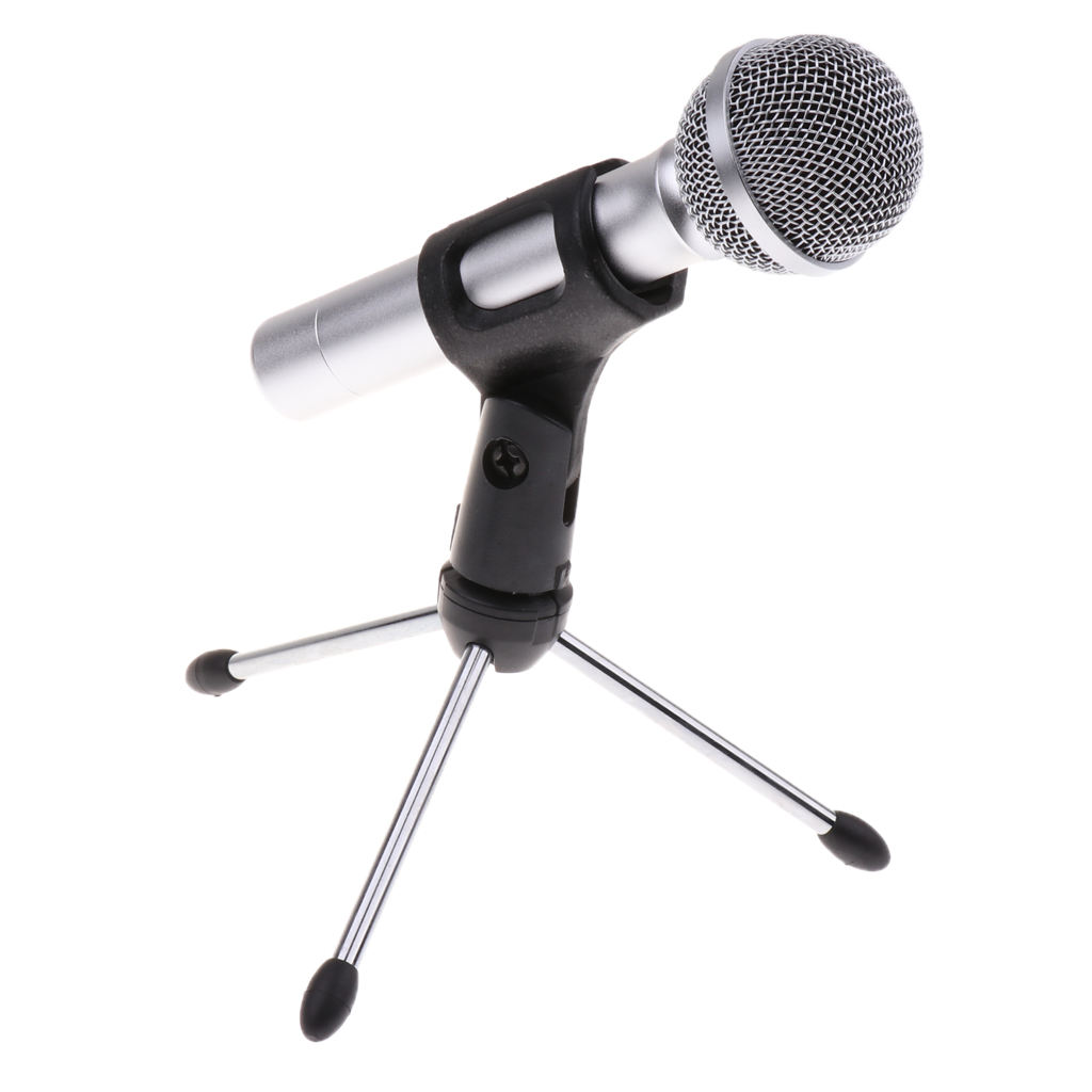 Professional Handheld Condenser Microphone with Tripod Stand Mic Clip for Moblie Phone Laptop Recording Broadcasting