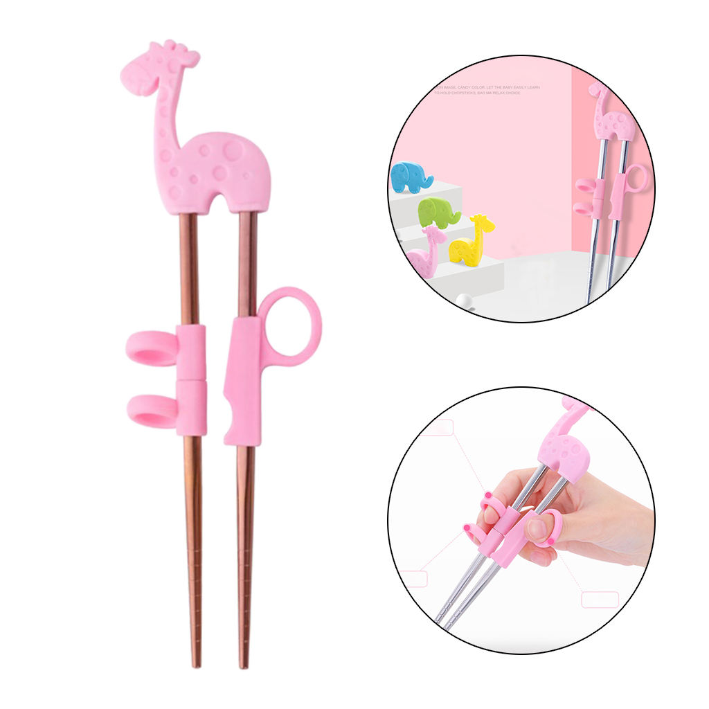 1Pair Stainless Steel Chopsticks For Kids Cartoon Learning Chop Sticks Reusable Training Chopsticks Cute Children Tableware Set