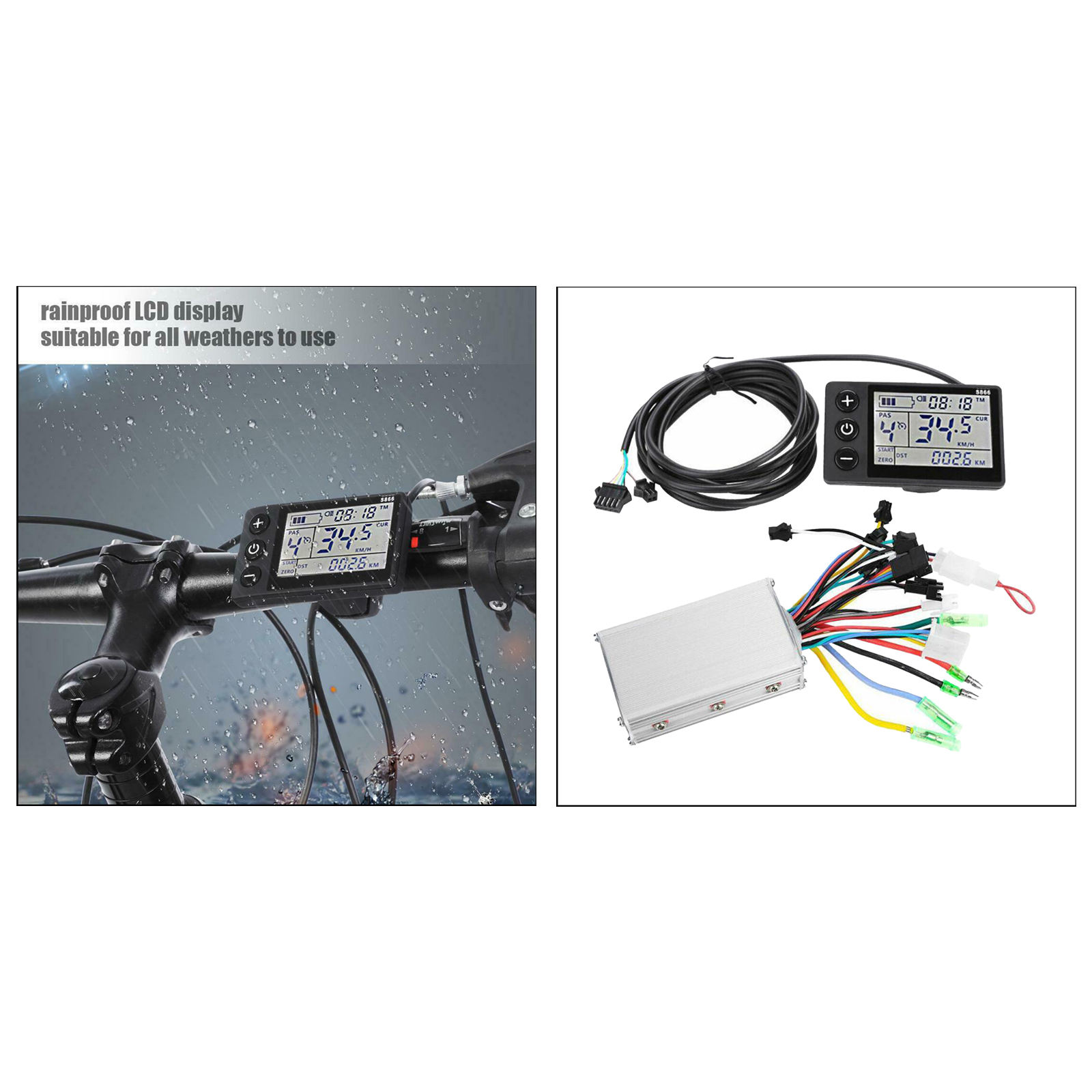 Motor Controller LCD Display Meter for Ebike, 24V-48V LCD Display Panel for Ebike Electric Bike Meter