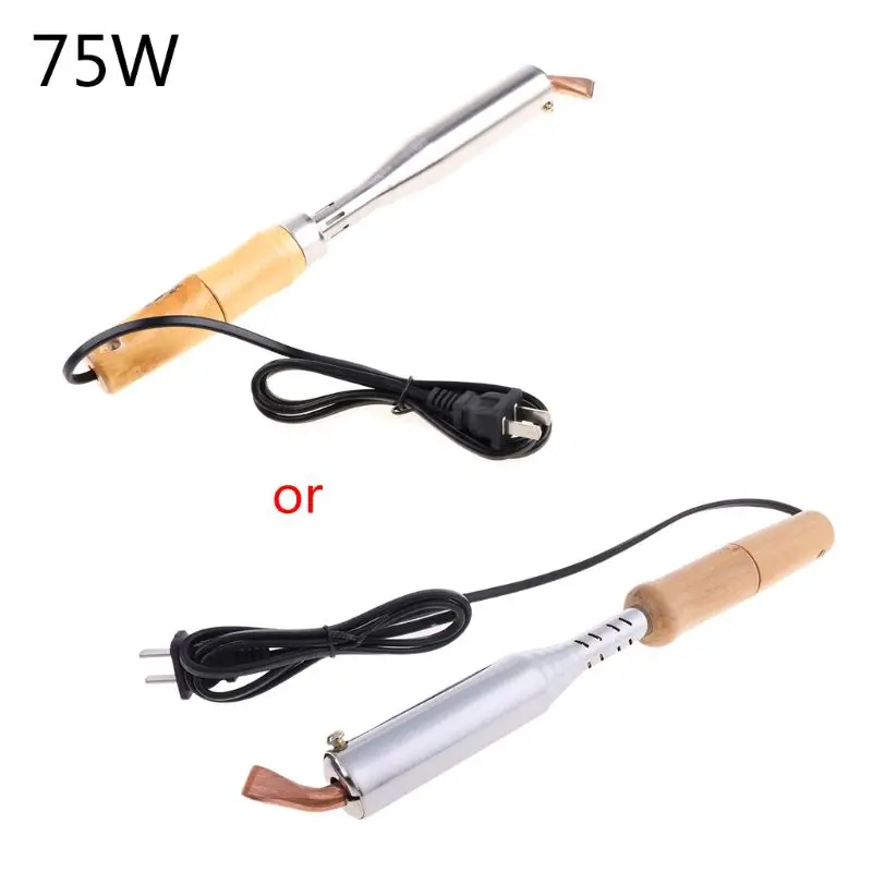 220V Heavy Duty Electric Soldering Iron 75W 100W 150W 200W High Power Soldering Iron Chisel Tip Wood Handle soldering irons & stations