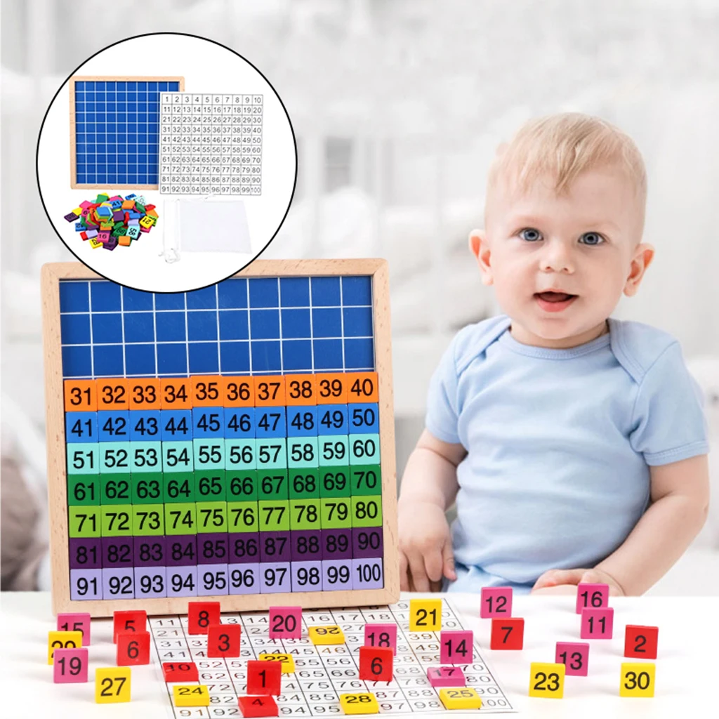 Kinder Baby Holz Montessori Hundred Board 1 100 Zahlen Spielzeug Geschenk 