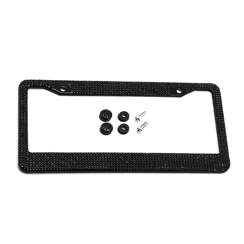 Motorcycle Crystals Bling License Plate Bracket Holder Frame Blank Stainless Easy To Install Elegant Charm and Eye-Catching
