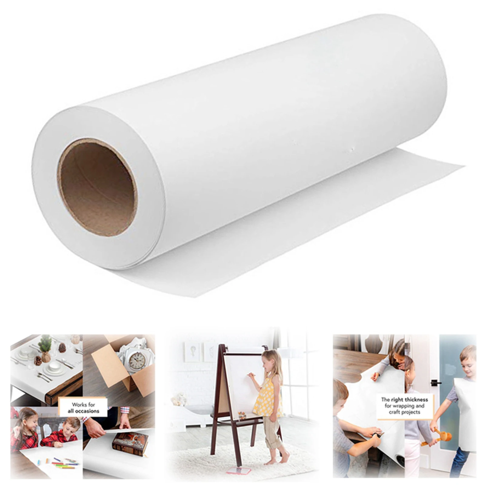 30m Gifts Wrapping Wrapping White Kraft Paper Roll for Art Crafts