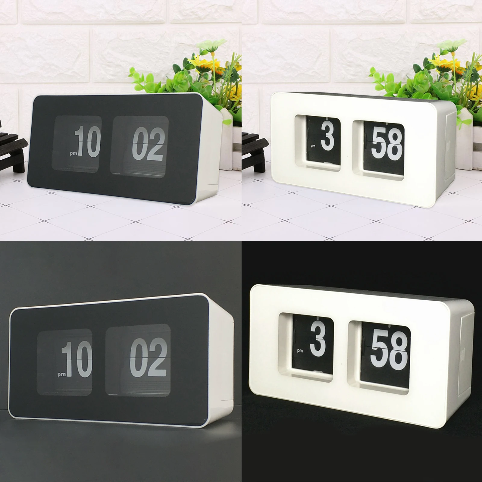 genmine Table Clock Retro Flip Clock for Home Office Living Room Battery Operated 