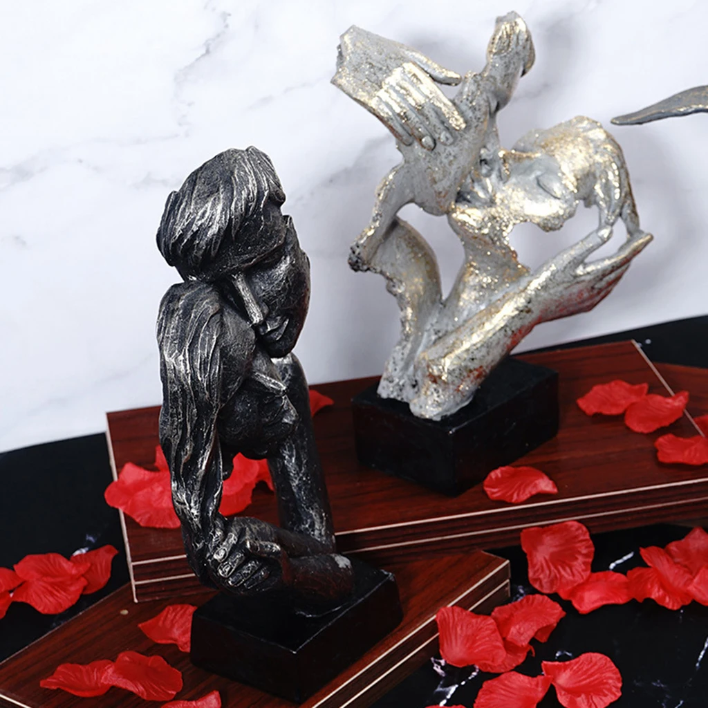 Creative Abstract Kissing Couples Statues Sculpture Handmade Carving Figurine Home Office Bedroom Living Room Studio Decor