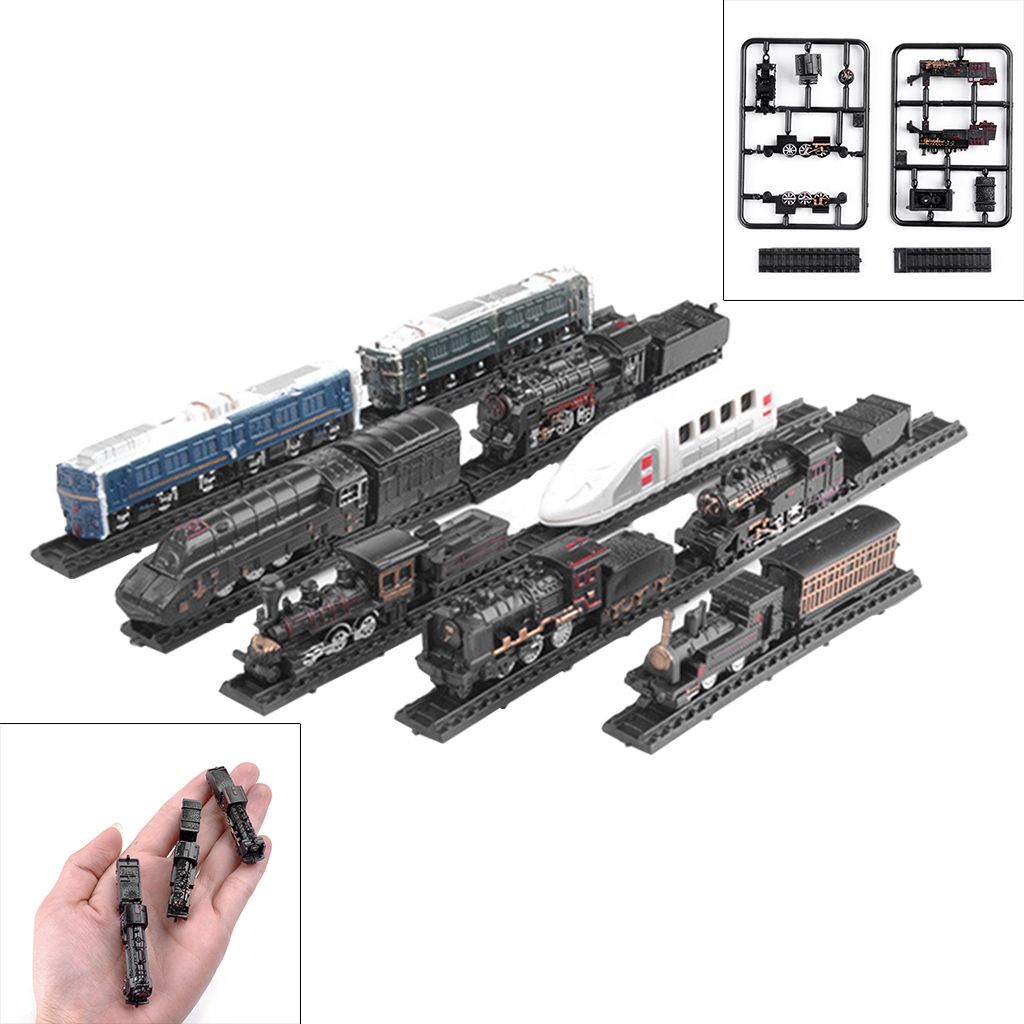 9 Pieces 1:1200 Classic Assembling Train Model Toys Mini Lotomotive Carriage