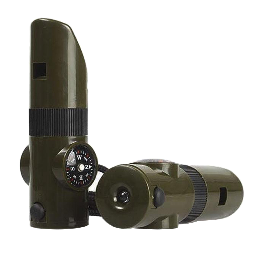7 in 1 Military Emergency Whistle Kit SOS Survival Compass LED Light Outdoor