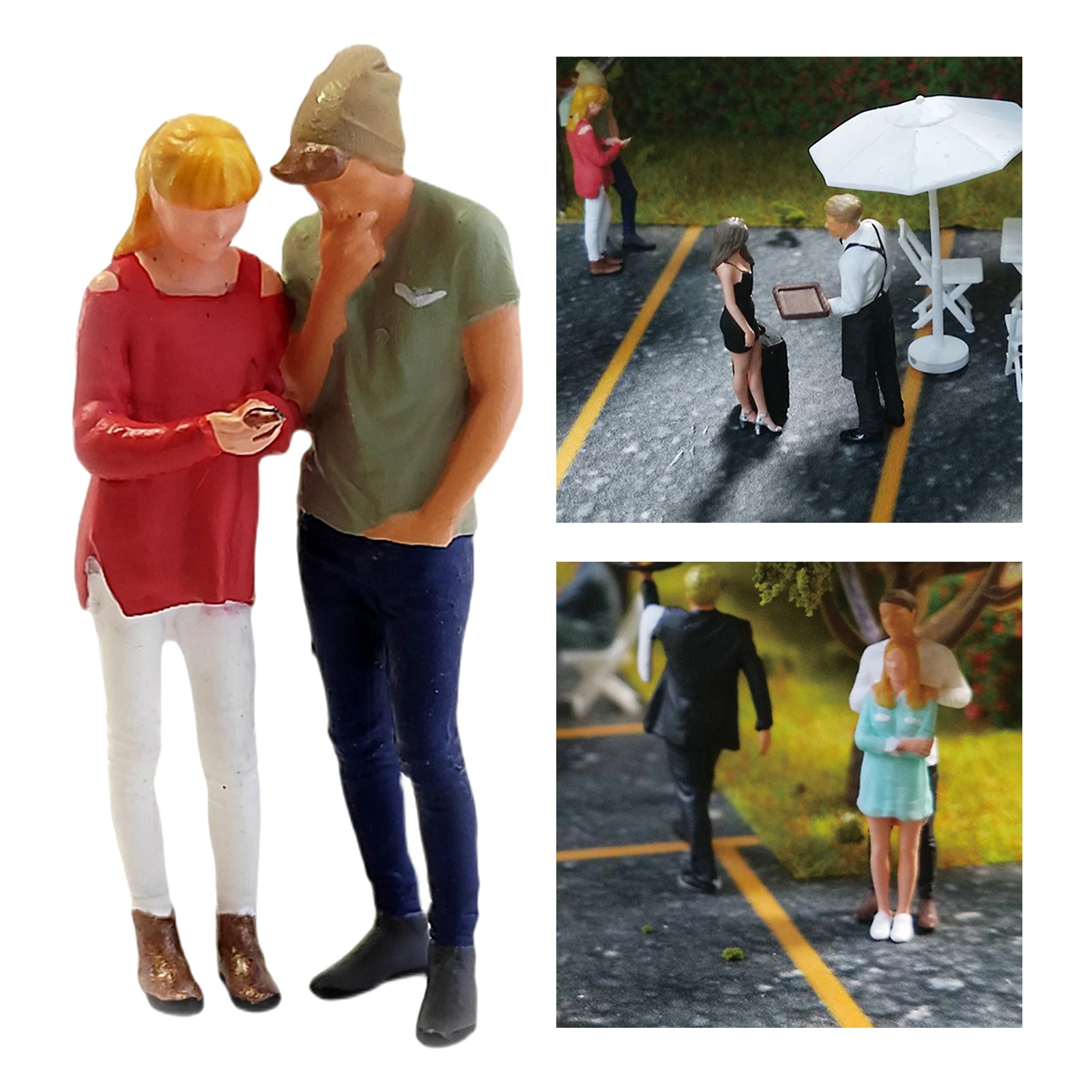 1:64 Scale Hand Painted Miniature Model Couple Figures Street Park Layout Diorama
