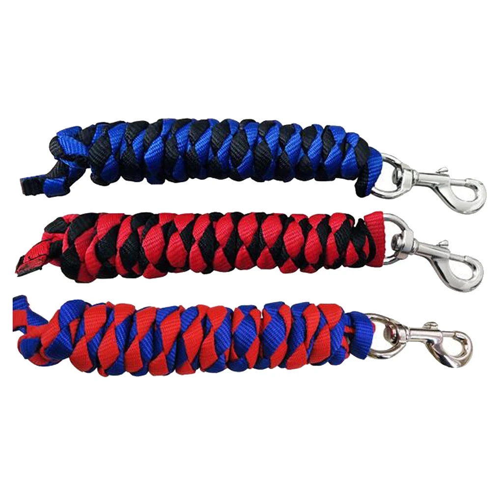 Braided Equestrian Lead Rope Heavy Duty Nylon Long Lead Rope for Horse Pony Dog Donkey Cow Goat - 2/2.5/3m