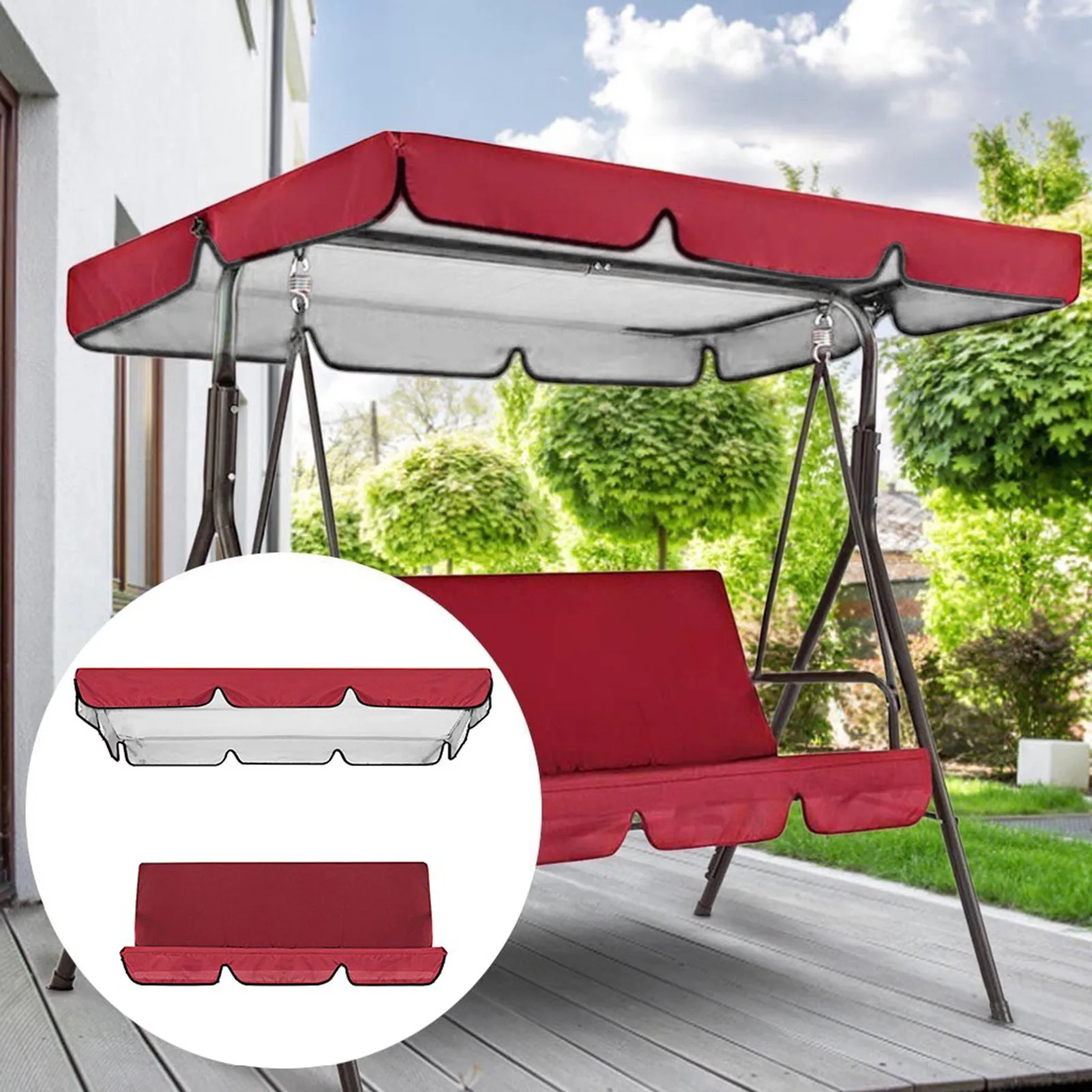Swing Canopy Cover Waterproof Oxford Cloth Patio Garden Swing Canopy Replacement Top Cover Top Cover for Seat Furniture Chair Outdoor Sunscreen 