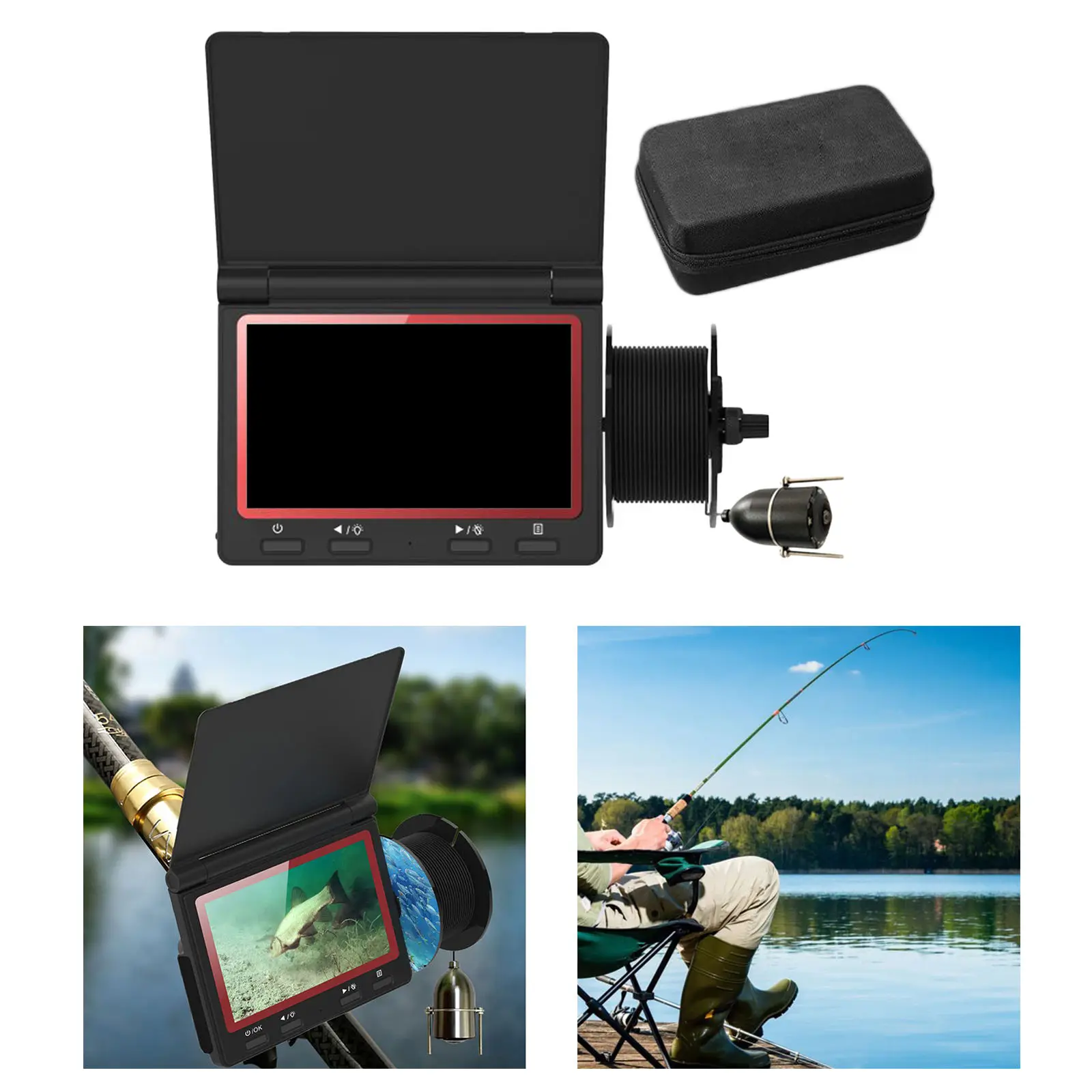 Underwater Fishing Camera IP68 Waterproof 30M Cable LCD Monitor Fish Finder for Ice Lake Kayak Sea Boat Fishing