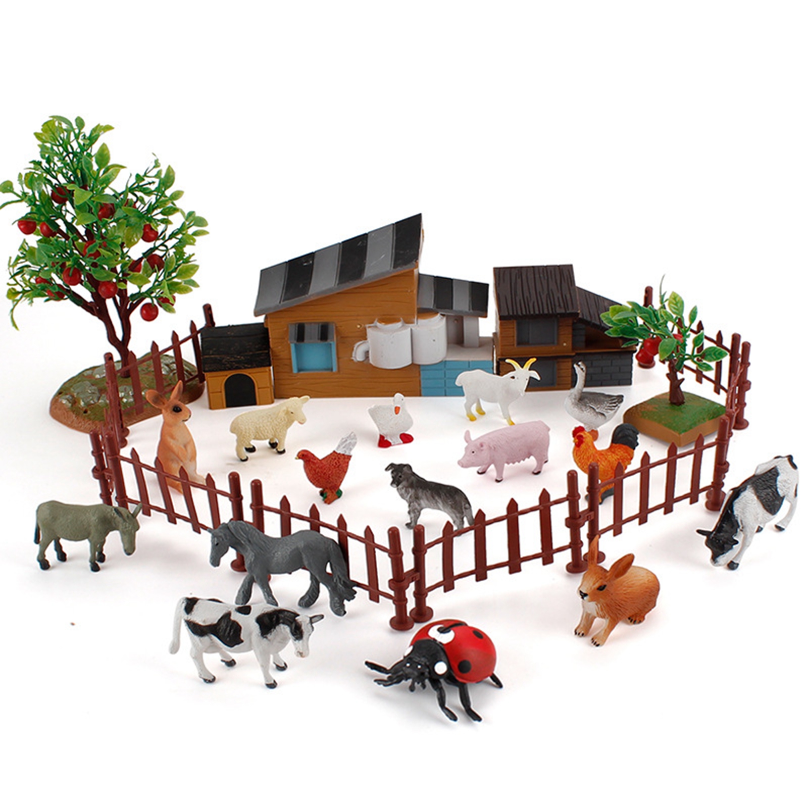 21Pcs Farm Animals Set Learning Education Gift Farm Figurines Playset Farm Animal Figures TOY for Party Boys Girls