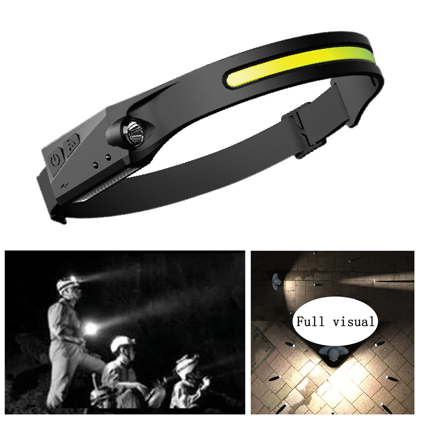 COB LED Headlight Rechargeable Headlight Flashlight Light Motion