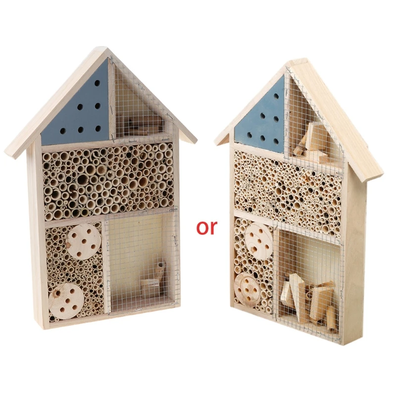 Bee Hive Wooden House Hanging Bamboo Insect Hotel Bees Lady Bugs Insects 