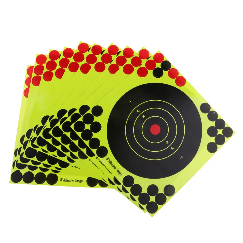 10pcs/set High Strength Adhesive Shooting Targets Splatter Sticker Outdoor/Indoor Range 8``x 8``