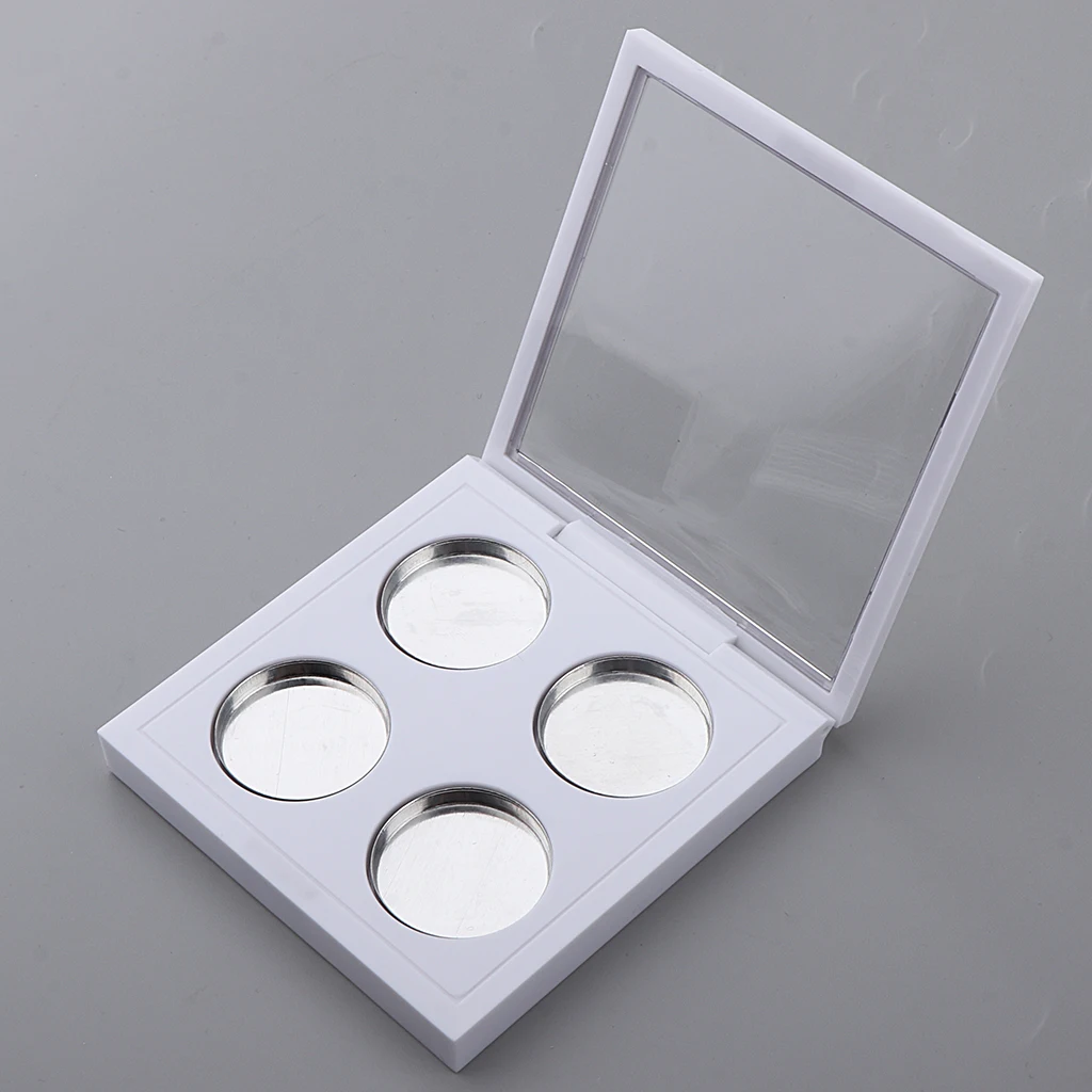 White Empty Eyeshadow Container 4 Round Grids Palette DIY Blush Powder Case