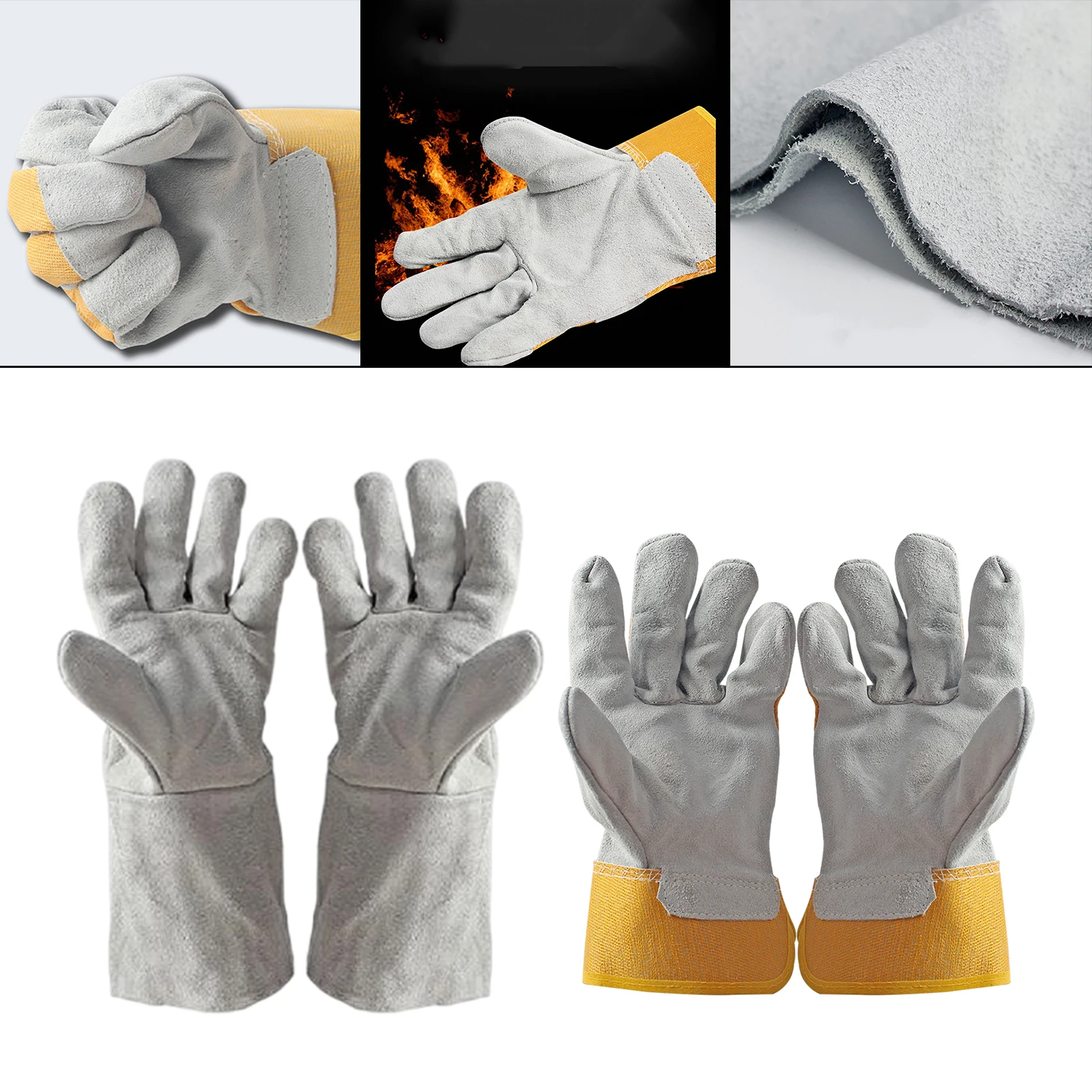 Cowhide Electric Welding Gloves Welding Work Gloves Welding Gloves Wear Resistant Protective Gloves for Stove Fireplace