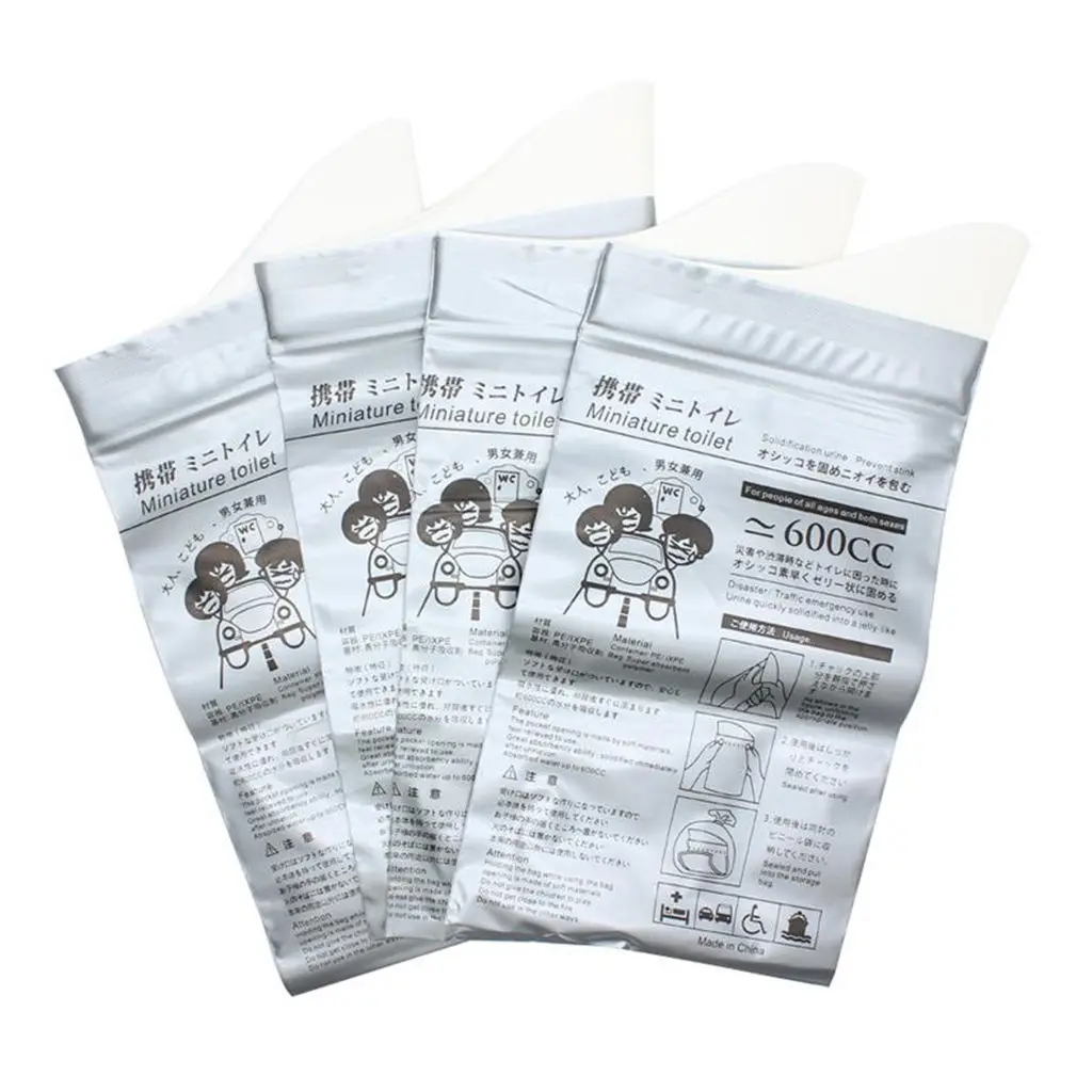4x Disposable  Bags Portable Car Emergency  Urinal Wee Pee Bags