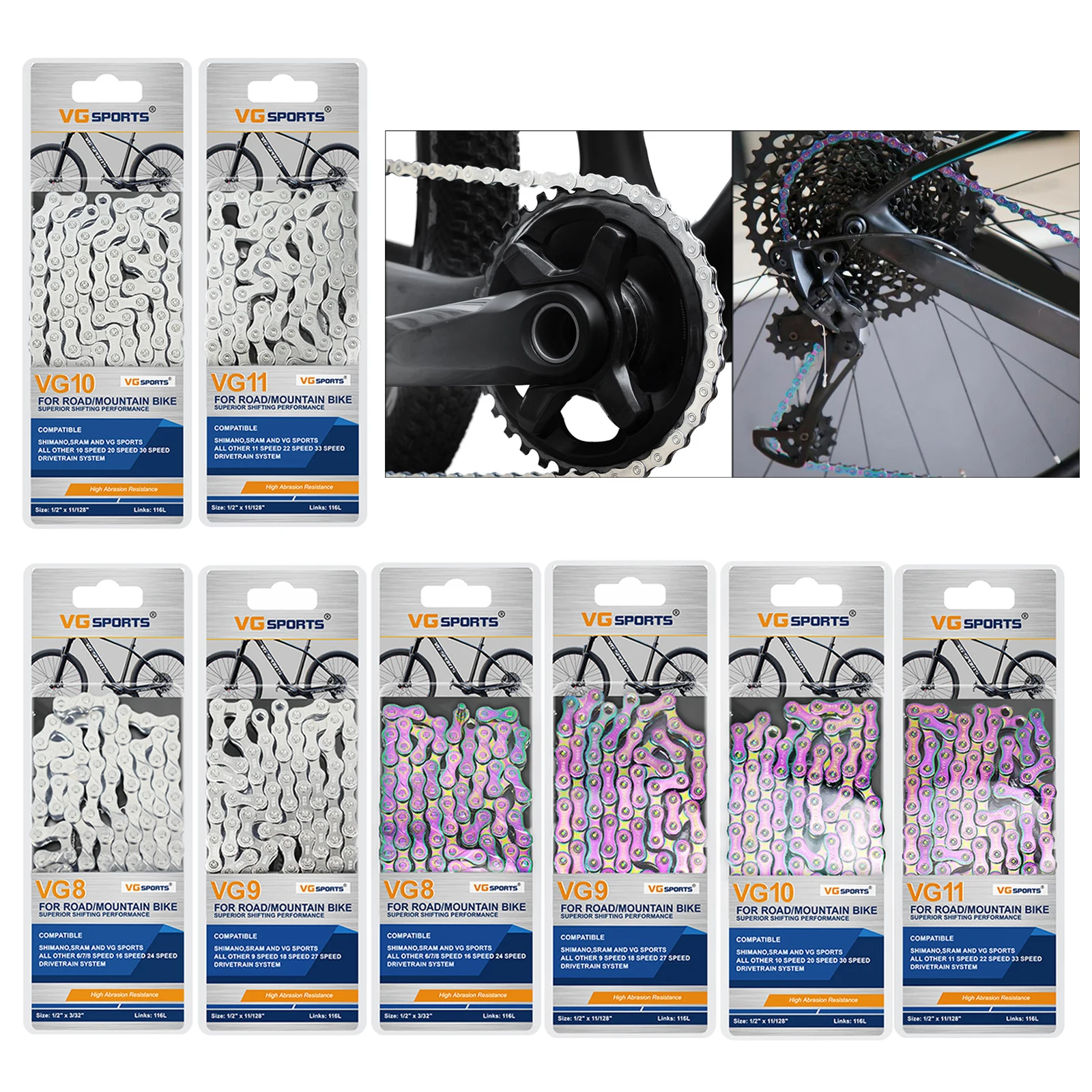 Bike Chain Strong Compact Structure Bicycle Chain for Road Bike MTB Racing Cycling
