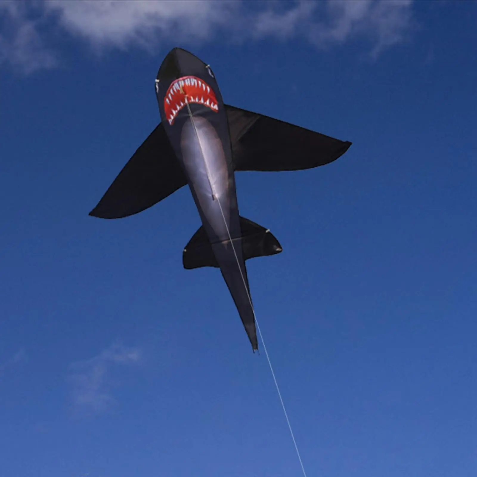 NEW Large Black Shark Kite Stunt Sport Beach Outdoor Fun Toy Kite w/ a Wire Loop 