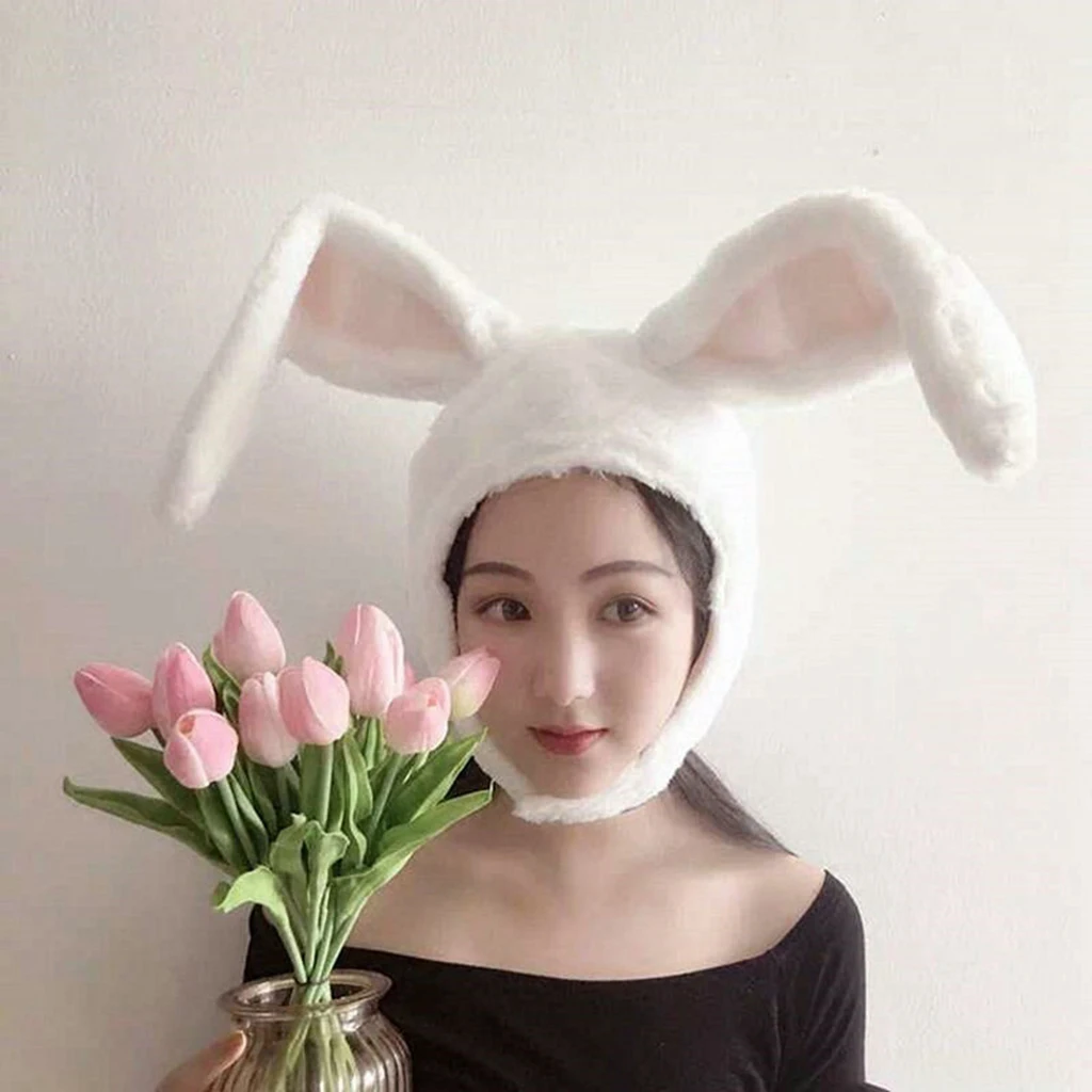 Women's Cute Rabbit Animal Earflap Winter Hat, Party Novelty Plush Bunny Cosplay Costume Supplies Photo Props