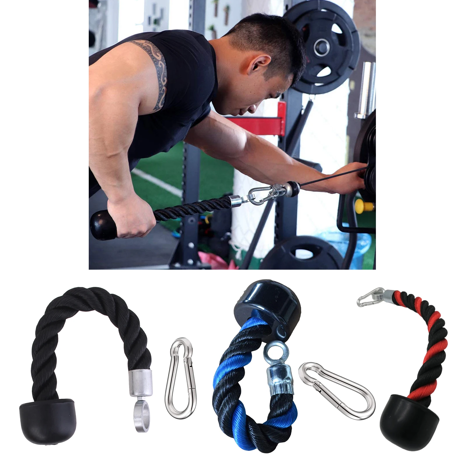 Triceps Rope Single Grip Pulley Cable Attachment Pull Down LAT Handle Accessories