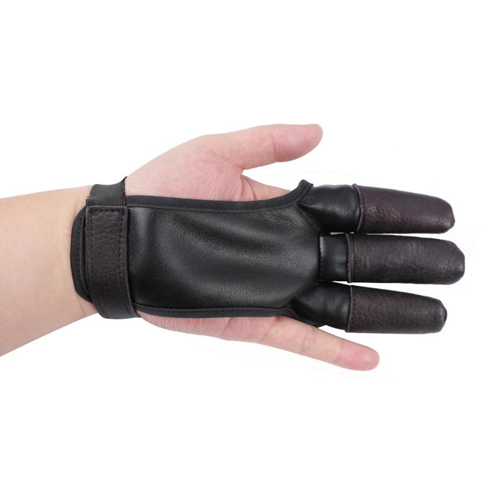Durable Leather Archery Gloves 3-Finger Left Right Archer Fingers Tab Guard