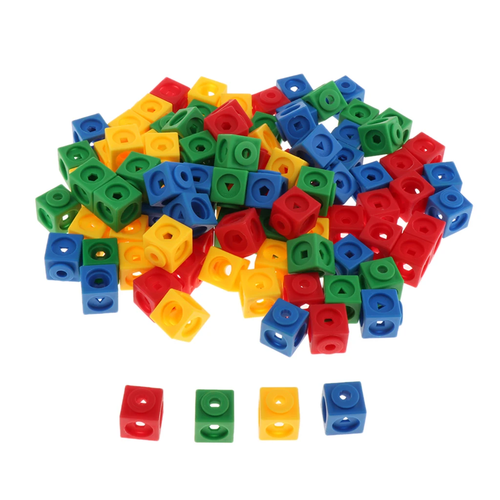 Lots 100 Educational Toddlers Present Maths Link Cubes Manipulative Skills 