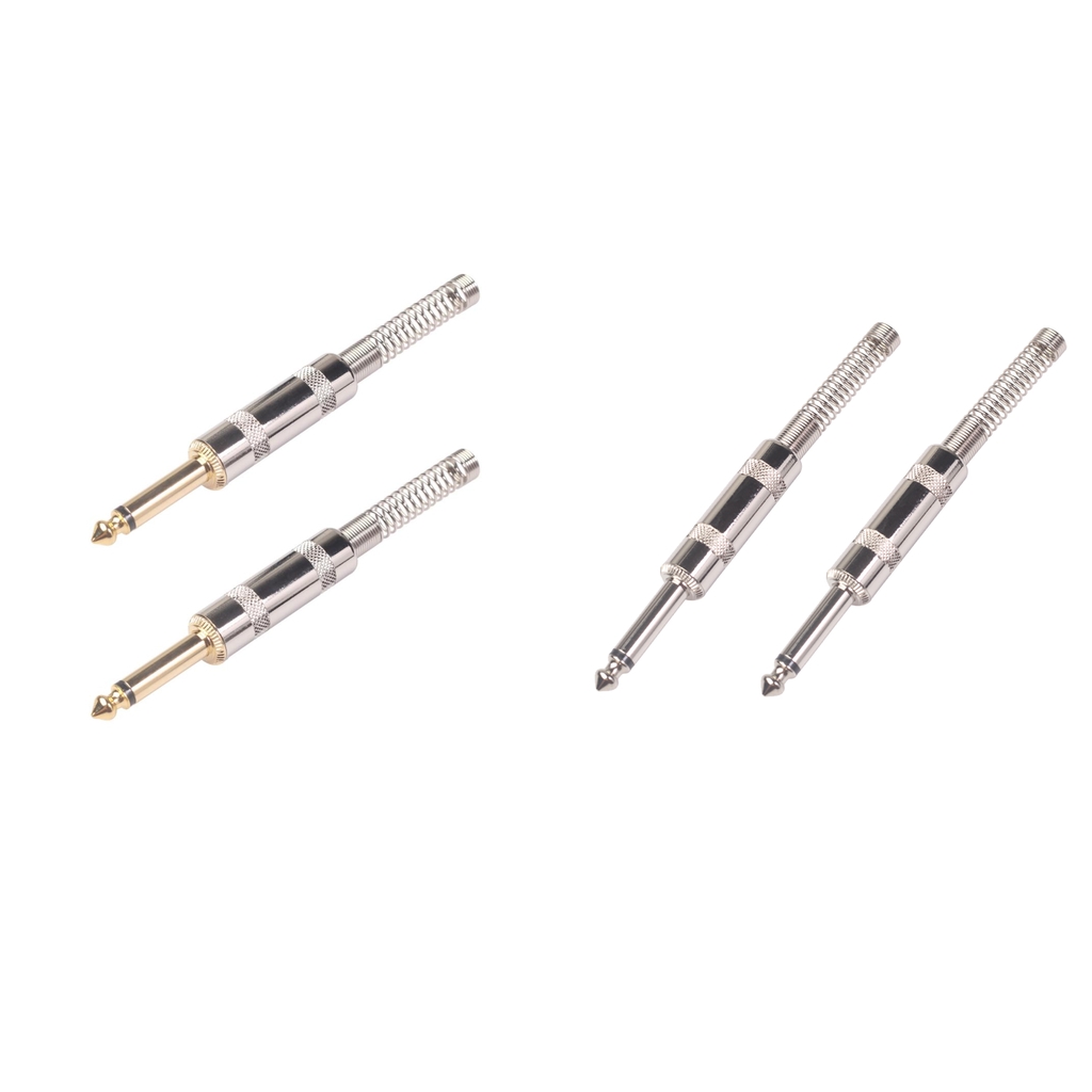 2x 1/4inch TS 6.35mm Mono Plug for Speaker Microphone Guitar Bass Audio Cables