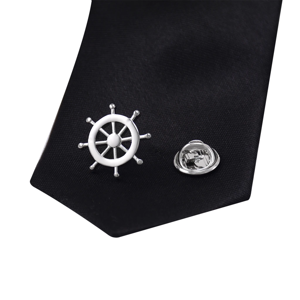 Uniform Shirt Lapel Pin Badge Shirt Collar Pin Brooch Nautical Ship Steering