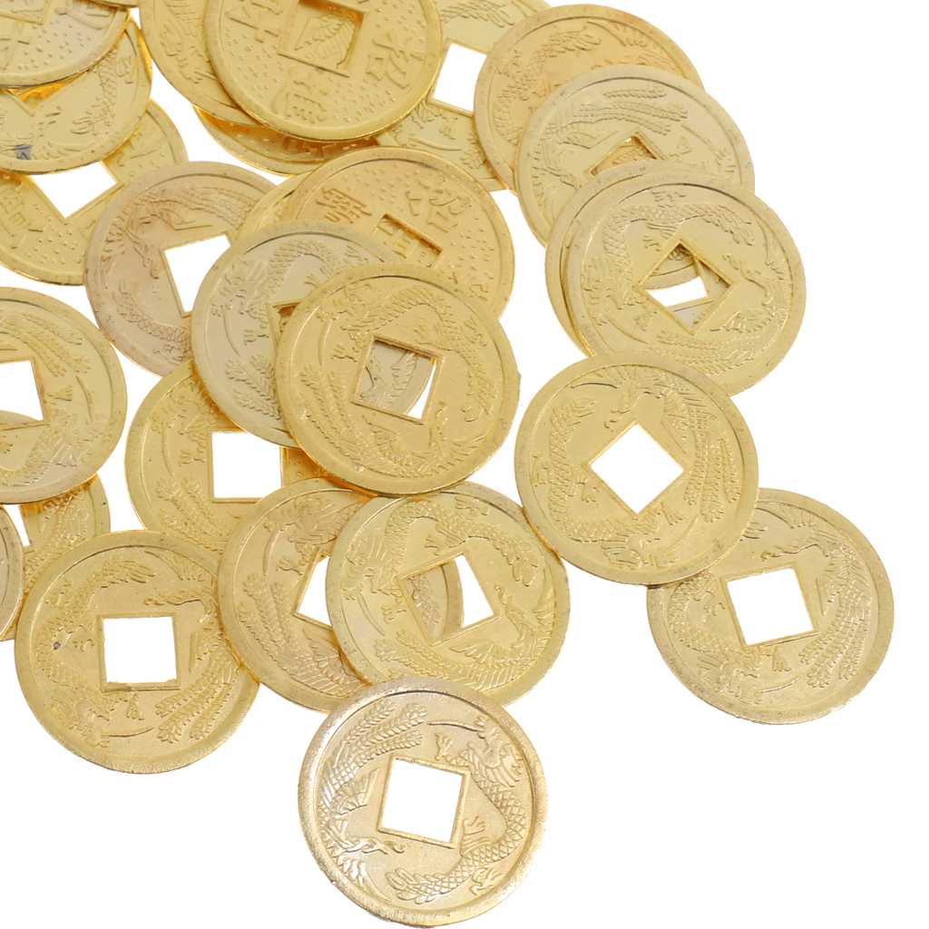 50pcs Feng Shui Coins 0.9'' Lucky Coin I Ching Money for Wealth Health