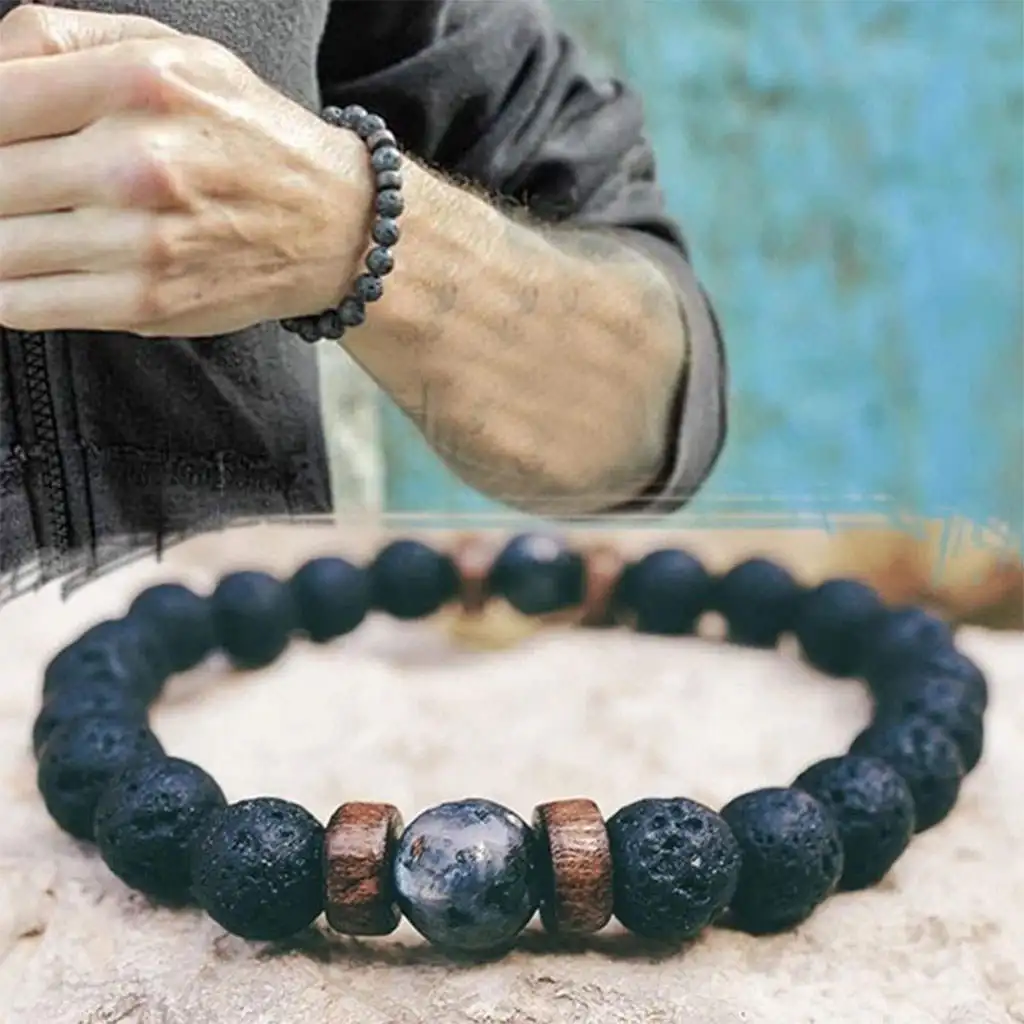 Men Bracelet Natural Moonstone Bead 8mm Chakra Stone Jewelry Gift Tibetan Buddha Stone Diffuser Charms Beads Adjustable