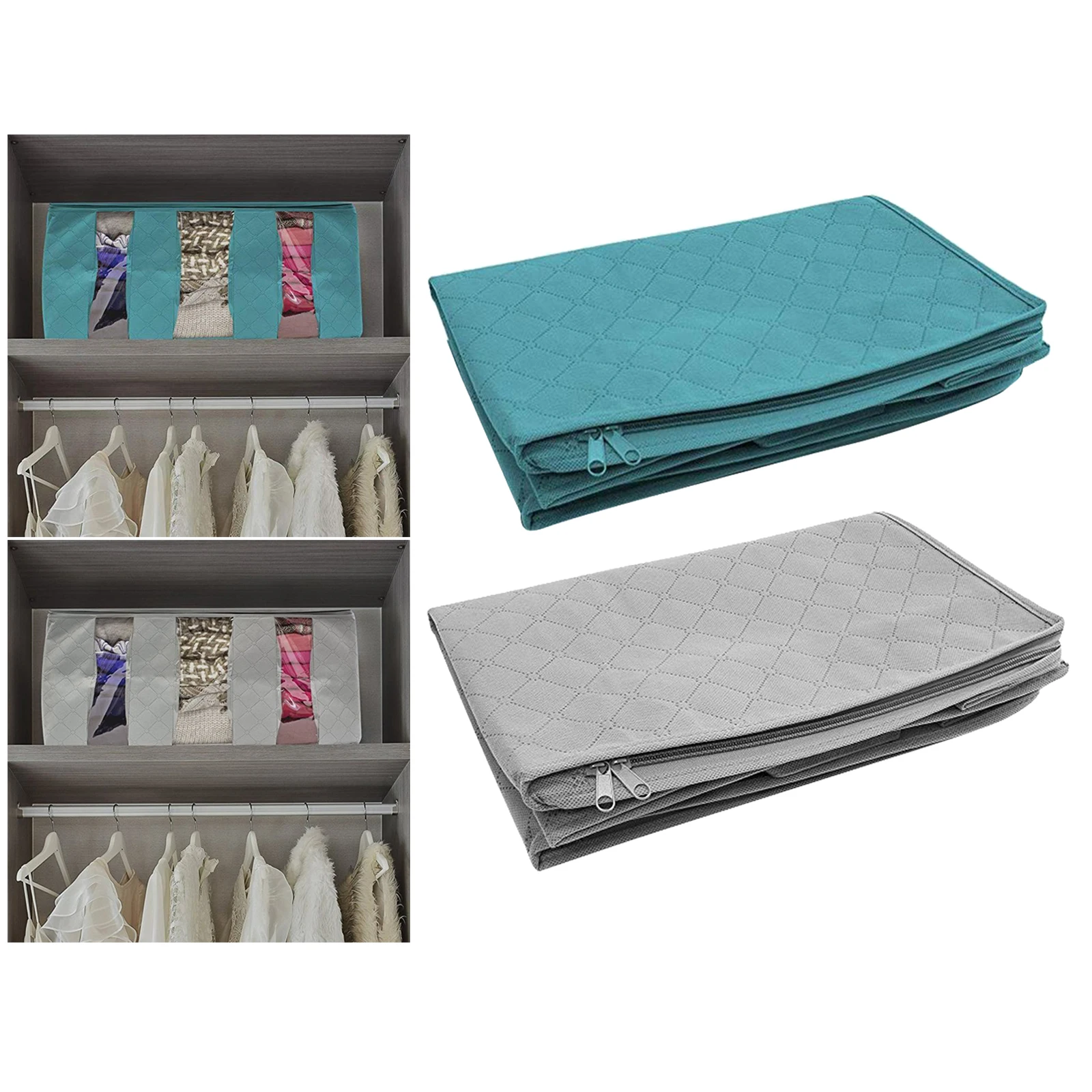 Under Bed Storage Bag Foldable Clothes Organizer Bag with 3 Clear Windows for Blankets, Bedding Clothes