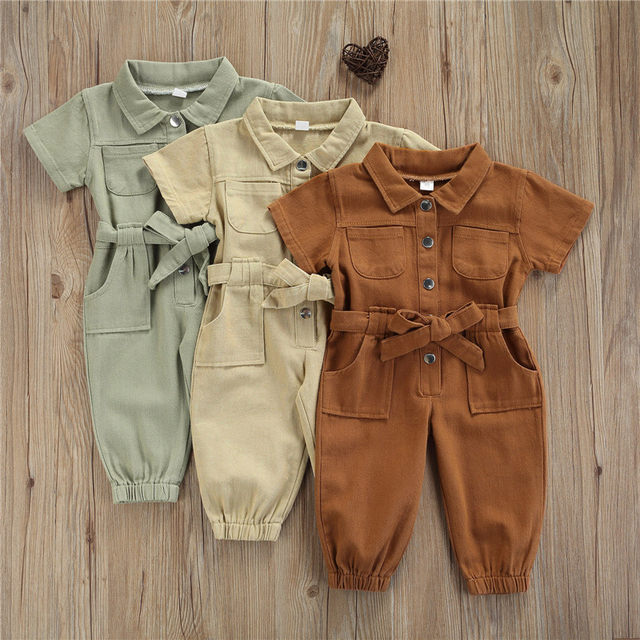 2024 Little Girl’s Corduroy Jumpsuit, Ruffle Sleeves, Size 4-5 years