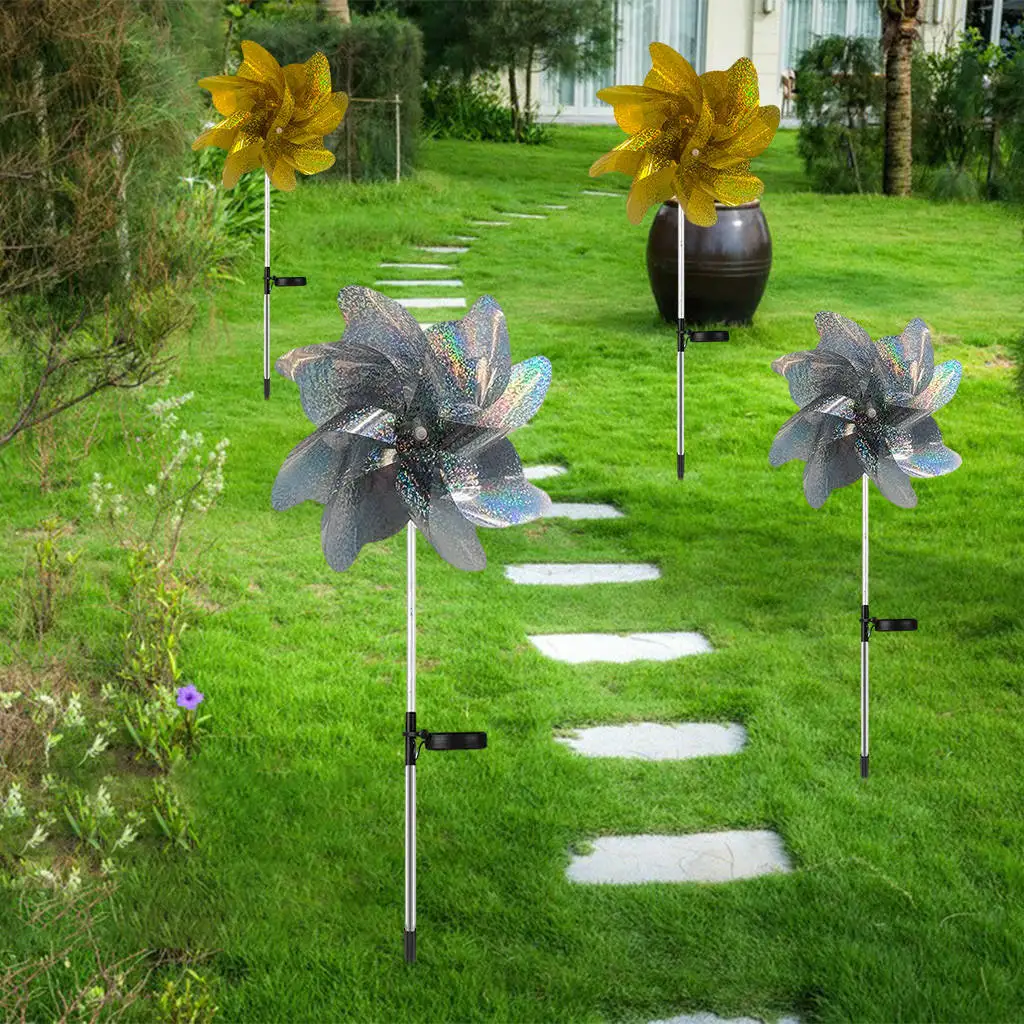 2 Pieces Solar Garden Stake Lights Energy Saving Windmill in-Ground Landscape Decorative Outdoor Upgraded LED for Patio Backyard