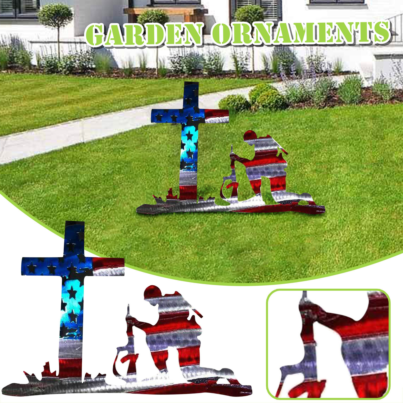 Hand Made Kneeling Soldier Flag Statues for Garden Outdoor Indoor Ornaments