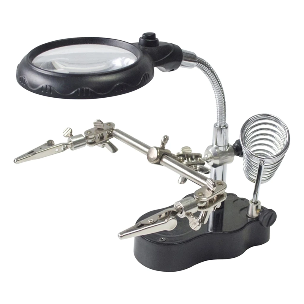 3X 12X Lens;LED Light Magnifier Desktop Magnifying Glasses Helping Hand