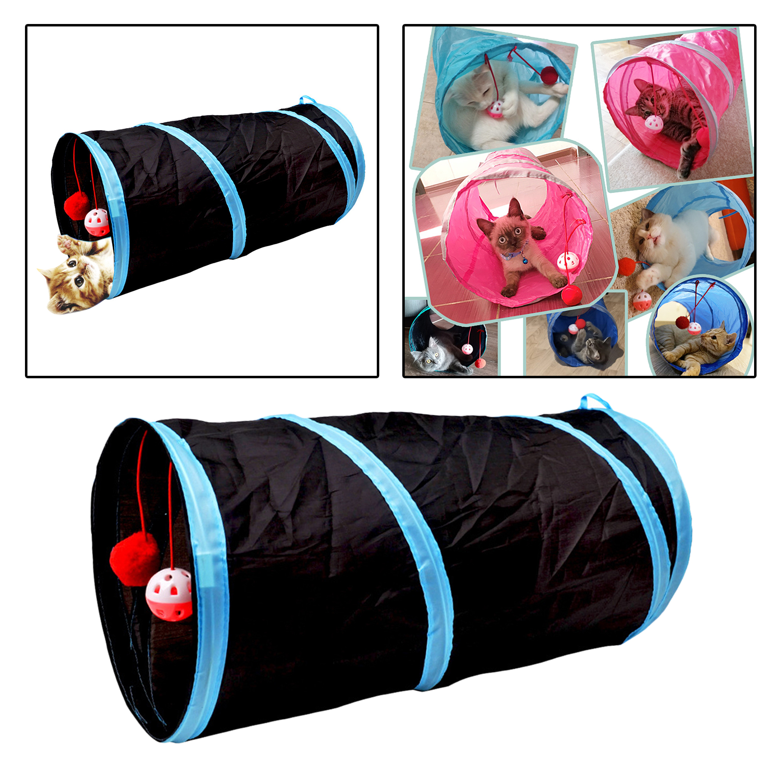 Cat Tunnel Toy Funny Pet Play Tubes Balls Collapsible Crinkle Kitten Toys Puppy Rabbit Play Dog Tunnel Tubes